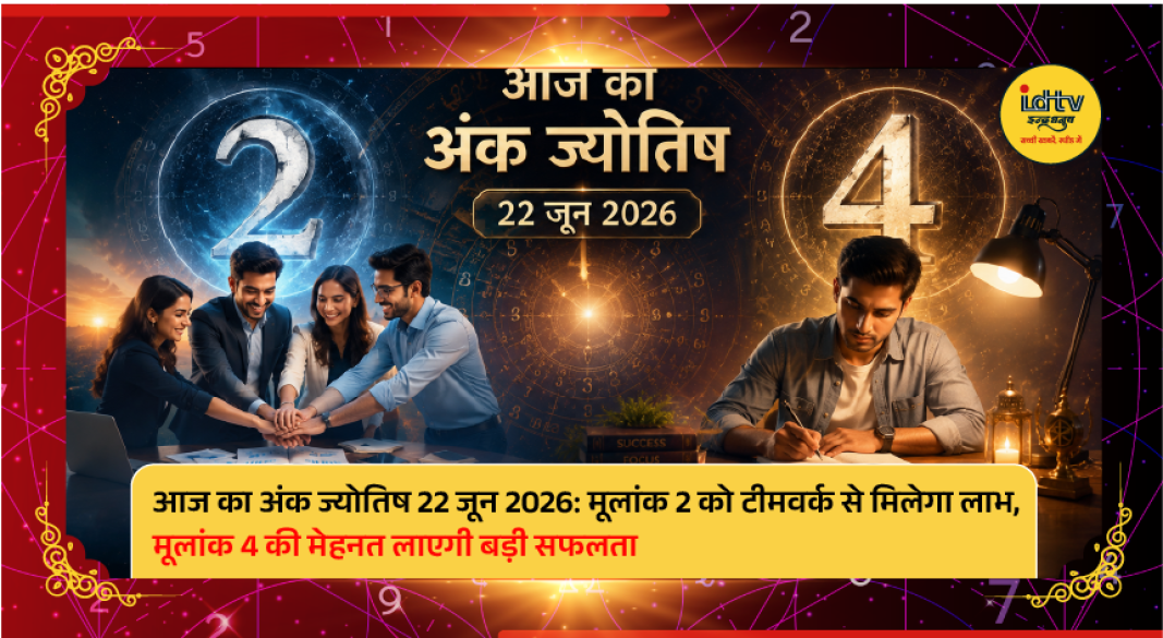 Numerology symbols and numbers representing daily predictions for June 22, 2026.