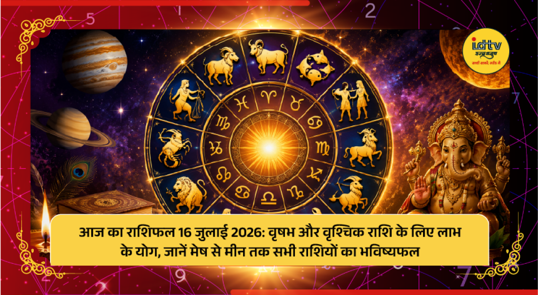 Daily horoscope for July 16, 2026, featuring zodiac predictions, lucky colors, lucky numbers, and astrological guidance for all 12 signs.