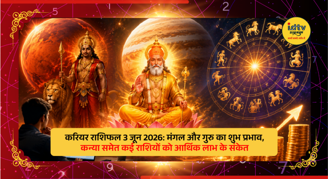 Career horoscope for 3 June 2026 showing financial and professional predictions for all zodiac signs.