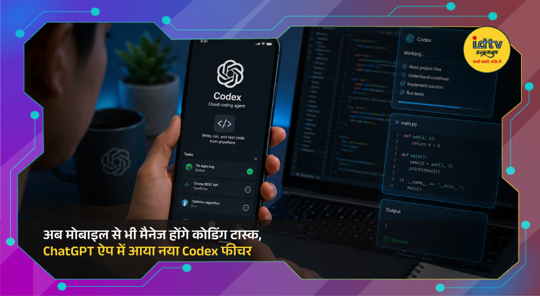 Developer using ChatGPT mobile app with Codex AI coding assistant on smartphone screen