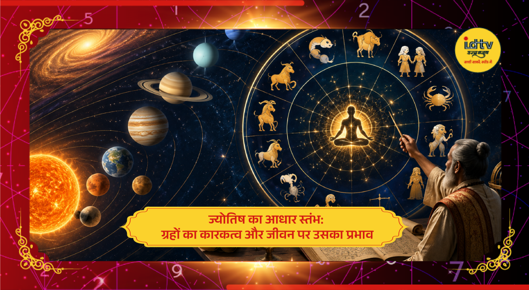 Illustration of planetary symbols in Vedic astrology explaining planetary significations and their influence on human life.