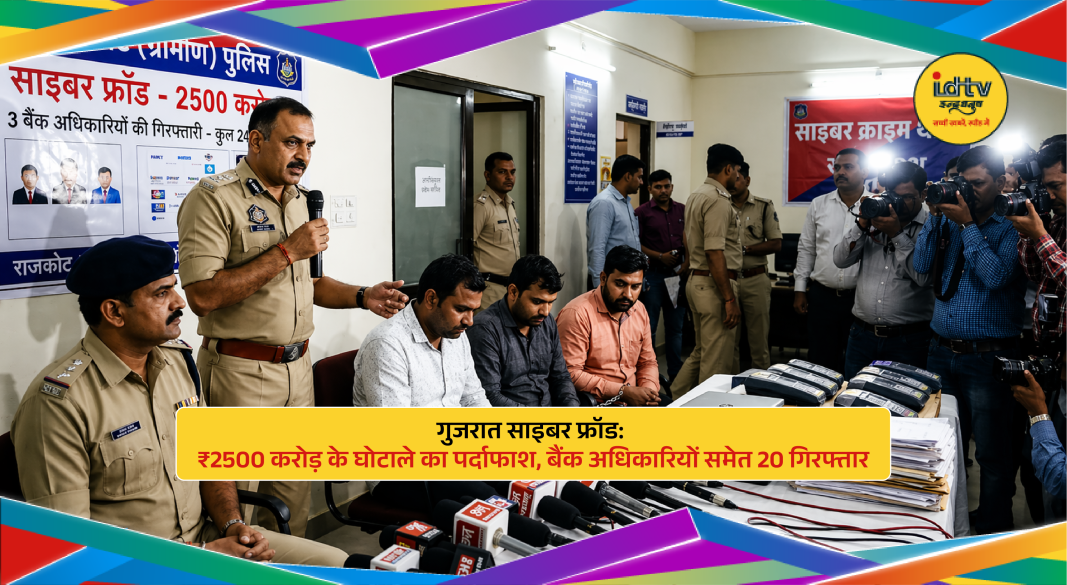 Police investigating cyber fraud case in Rajkot with seized documents and arrested bank officials