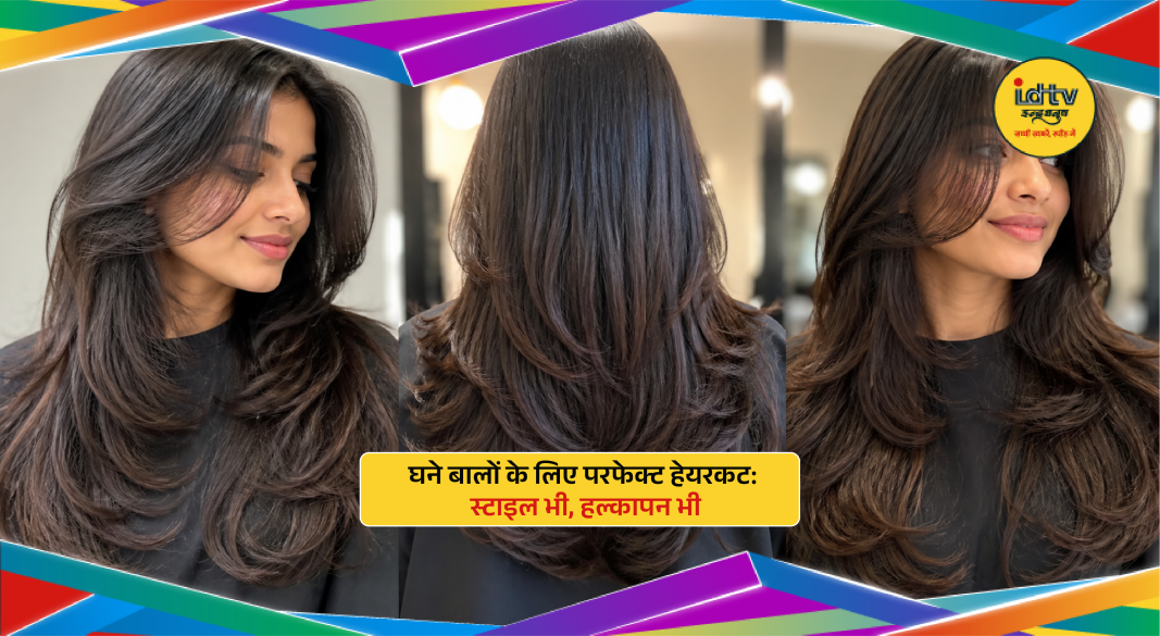 Stylish layered haircut for thick hair showing volume control and smooth natural flow