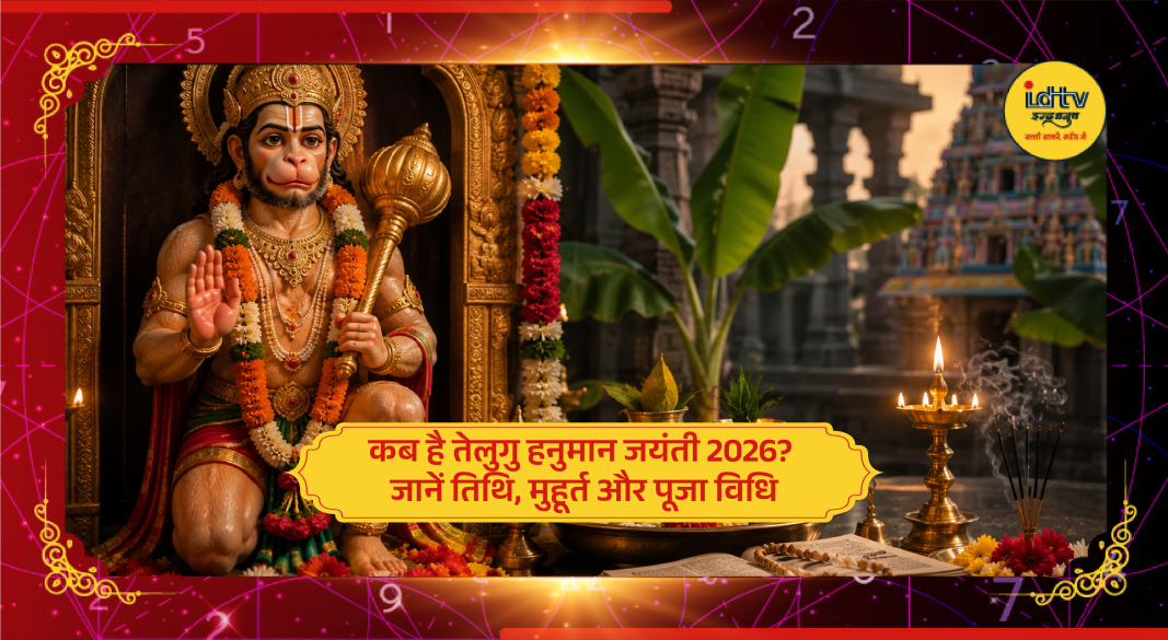 Devotees puja Lord Hanuman with flowers and sindoor on Telugu Hanuman Jayanti festival