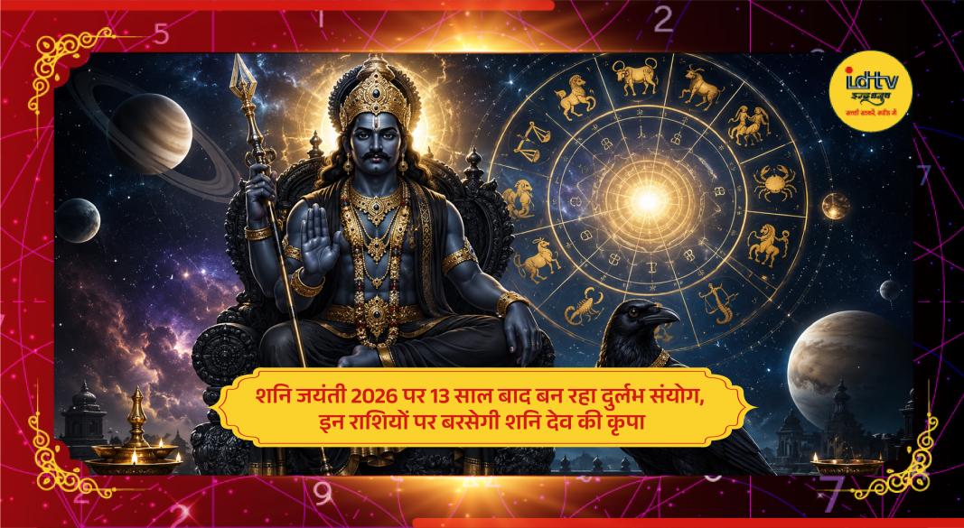 Devotees worshipping Lord Shani on Shani Jayanti with oil lamps and religious rituals