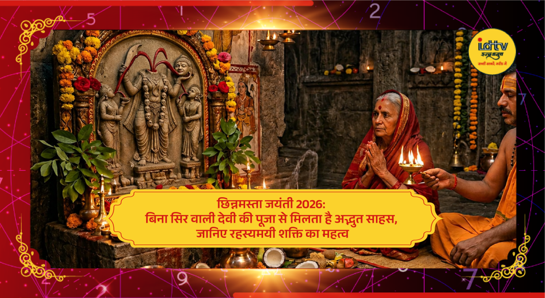 Goddess Chhinnamasta idol depicting her fierce headless form with divine energy and symbolic blood streams