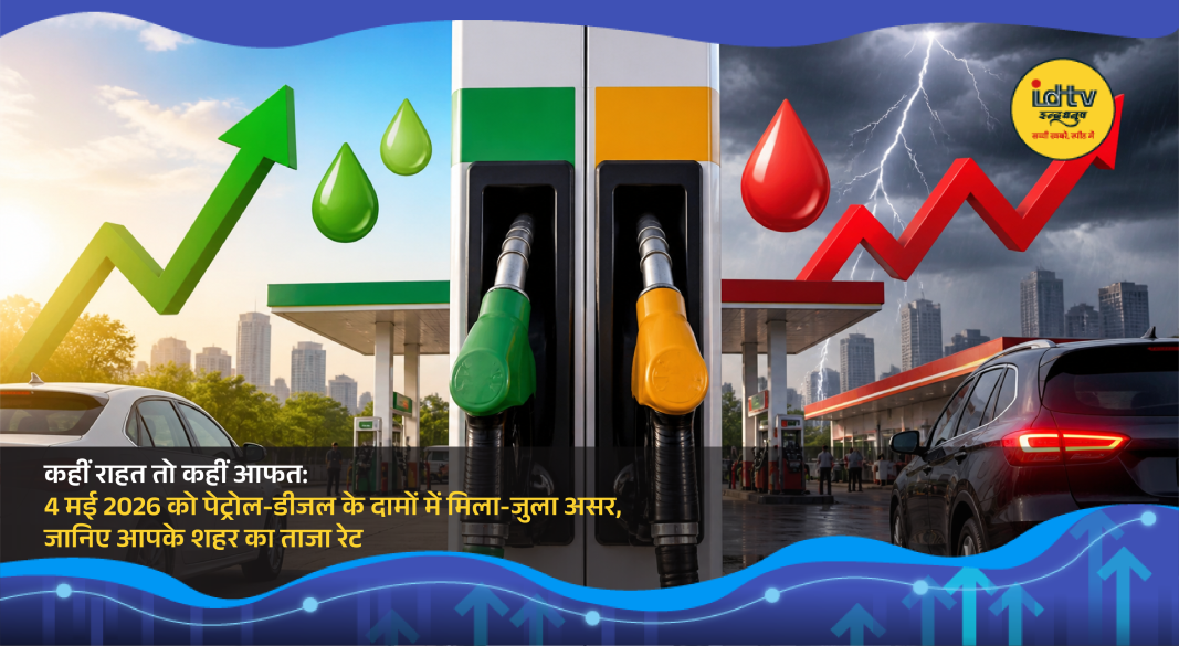 Fuel station display showing updated petrol and diesel prices with vehicles waiting at pump