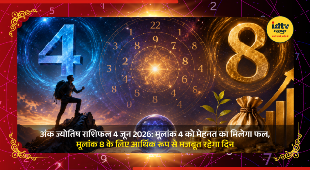 Numerology chart with lucky numbers and daily predictions for June 4, 2026