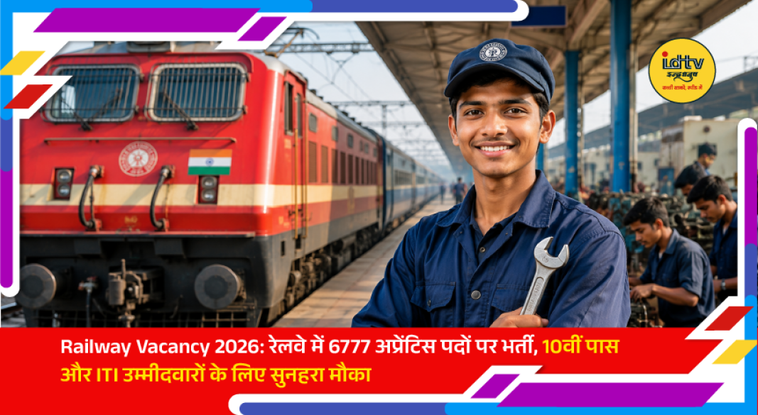 North East Frontier Railway apprentice recruitment notification highlighting 6,777 vacancies for 10th pass and ITI-qualified candidates.