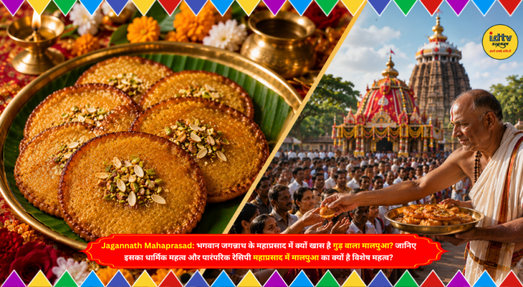 Traditional jaggery Malpua served as Jagannath Mahaprasad, inspired by the sacred Puri Jagannath Temple recipe.