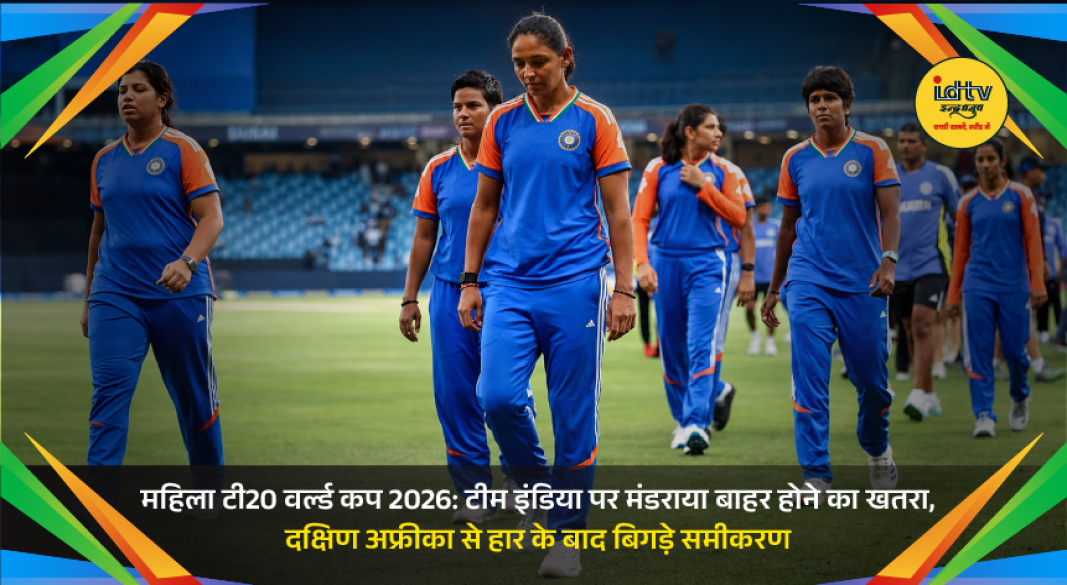 Indian women's cricket team reacts after losing to South Africa in the Women's T20 World Cup 2026.